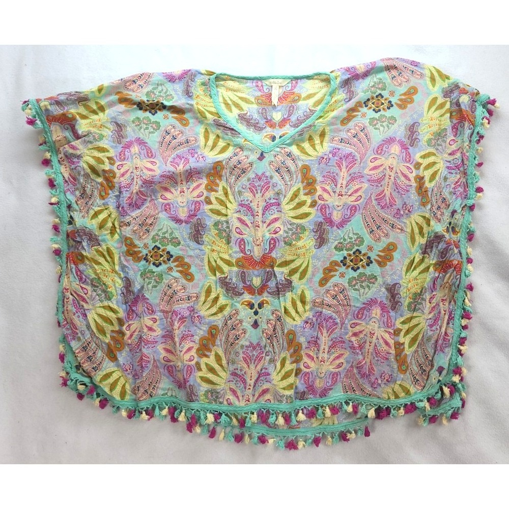 Matilda Jane Adventure Begins Capeside Coverup With Pom Fringe Trim Size Medium